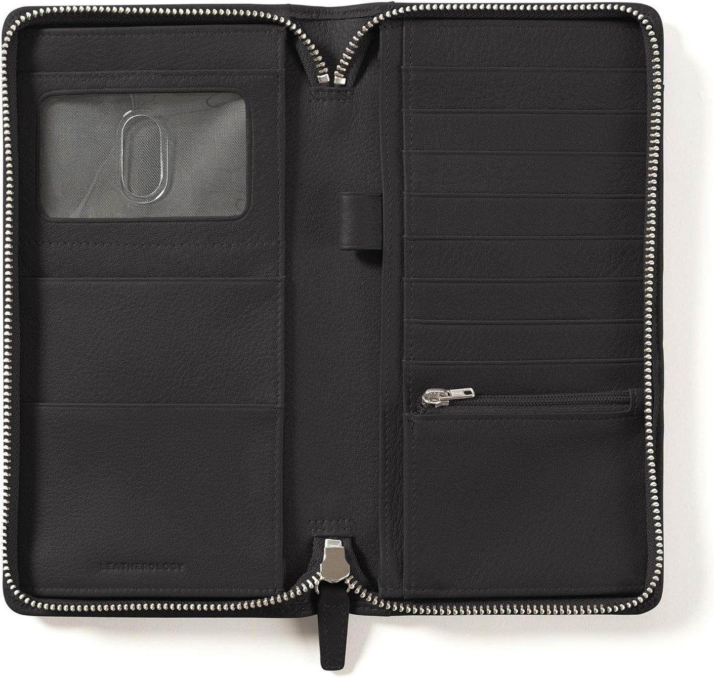 Leatherology Black Onyx Travel Zip Organizer Wallet, Passport Holder, RFID Available, Full Grain Leather