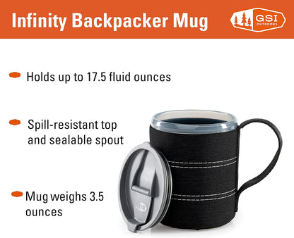GSI Outdoors Infinity Backpacker Mug I Lightweight, BPA-Free Coffee Cup for Travel, Camping Gear, Backpacking and Outdoors - 17 oz.
