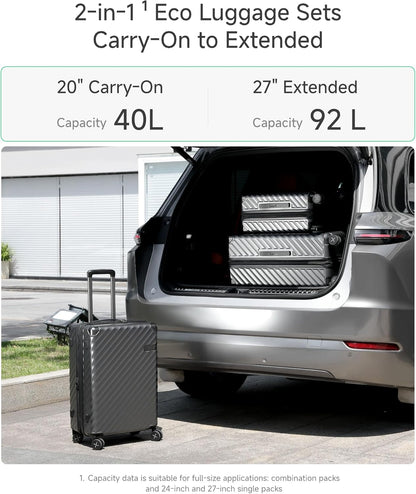 LUGGEX Luggage with Spinner Wheels, Polycarbonate Expandable Hard Shell Suitcase, Checked Large 28 Inch, Blue