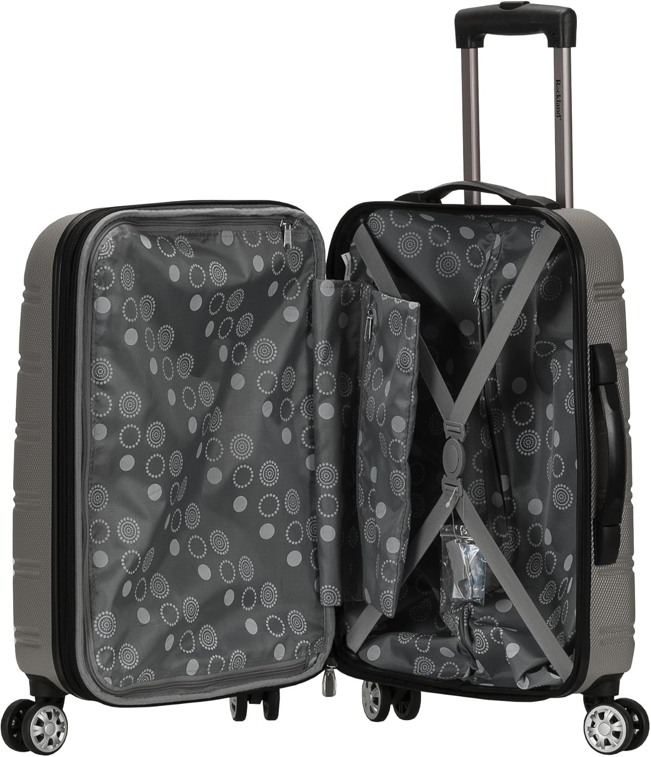 Rockland Melbourne Hardside Expandable Spinner Wheel Luggage, Silver, 2 Piece (20/28)