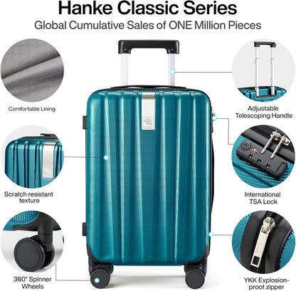 Hanke 29 Inch Luggage Suitcases With Spinner Wheels Lightweight PC hardside Rolling Suitcase With Travel Lock, Checked-Large 29-Inch Christmas Gifts for Birthday(Caribbean Blue)