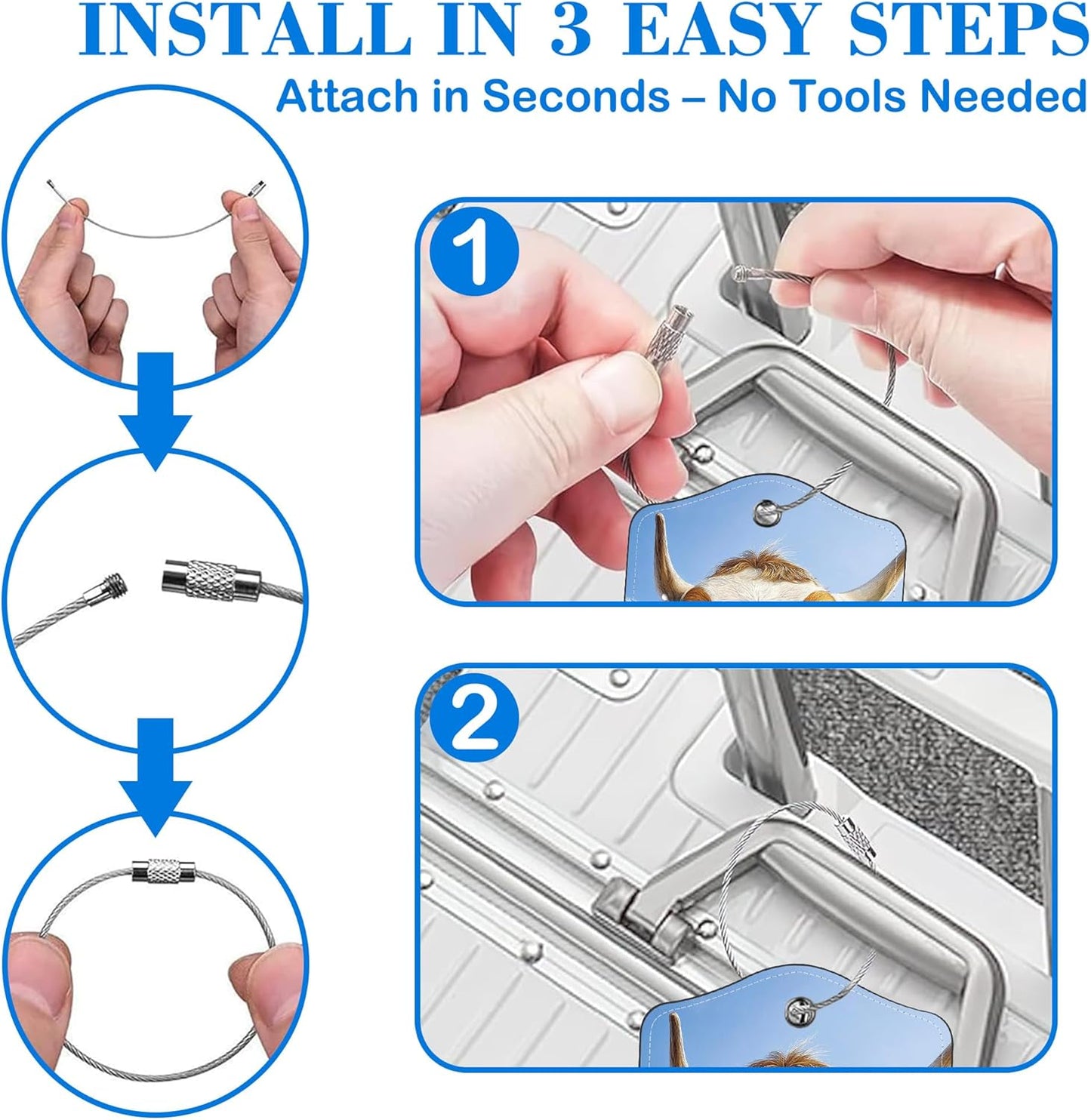 Cute Cow Sticking Out Tongue Luggage Tags for Suitcases Leather Travel Tags for Luggage ID Label with Privacy Cover and Stainless Steel Loop for Men Women Suitcase Backpack, Set of 2