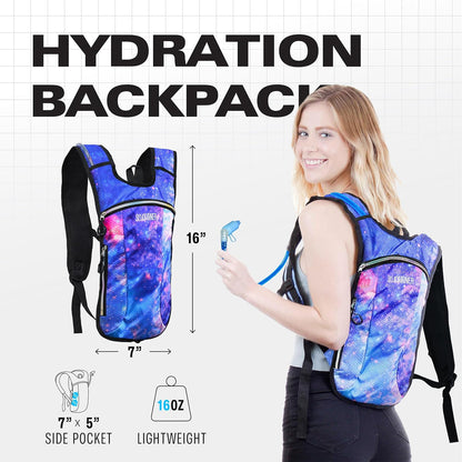 Sojourner Rave Hydration Pack - Hydration Backpack - Hydropack with 2L Bladder - Water Backpack for Festivals, Hiking, Running, Biking and More