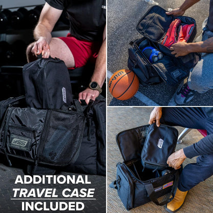 Serious Steel Fitness Gym Bag With Moveable & Removable Dividers Made from 1000D Nylon (Utility Duffel - Black)