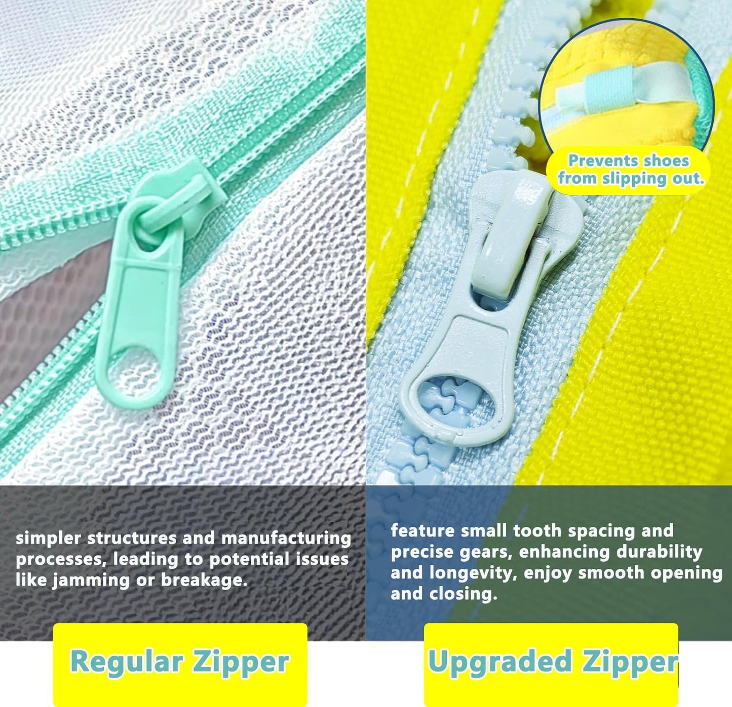 2Pcs Shoe Washing Machine Bags, Laundry Shoe Bags for Washer and Dryer, Sturdy Zipper with Hook Design, Reusable Washing Bag for Sneaker, Tennis, Fits All Shoe Types & Sizes, （Yellow 2 Packs）