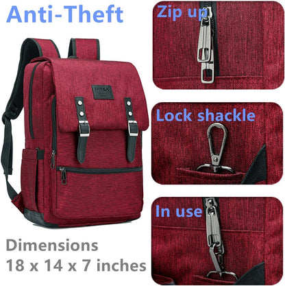 HFSX Vintage Backpack Anti Theft Laptop Backpack Men Women Business Travel Computer Backpack College Bookbag Stylish Water Resistant Vintage Backpack with USB Port Fits 15.6 Inch Laptop