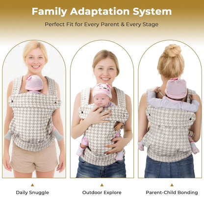 CycleMore Ergonomic Baby Carrier Newborn to Toddler - Lightweight & Breathable Infant Carrier with 3 Carry Positions, Hip-Healthy M-Shape Seat for 7-35 lbs (Houndstooth)