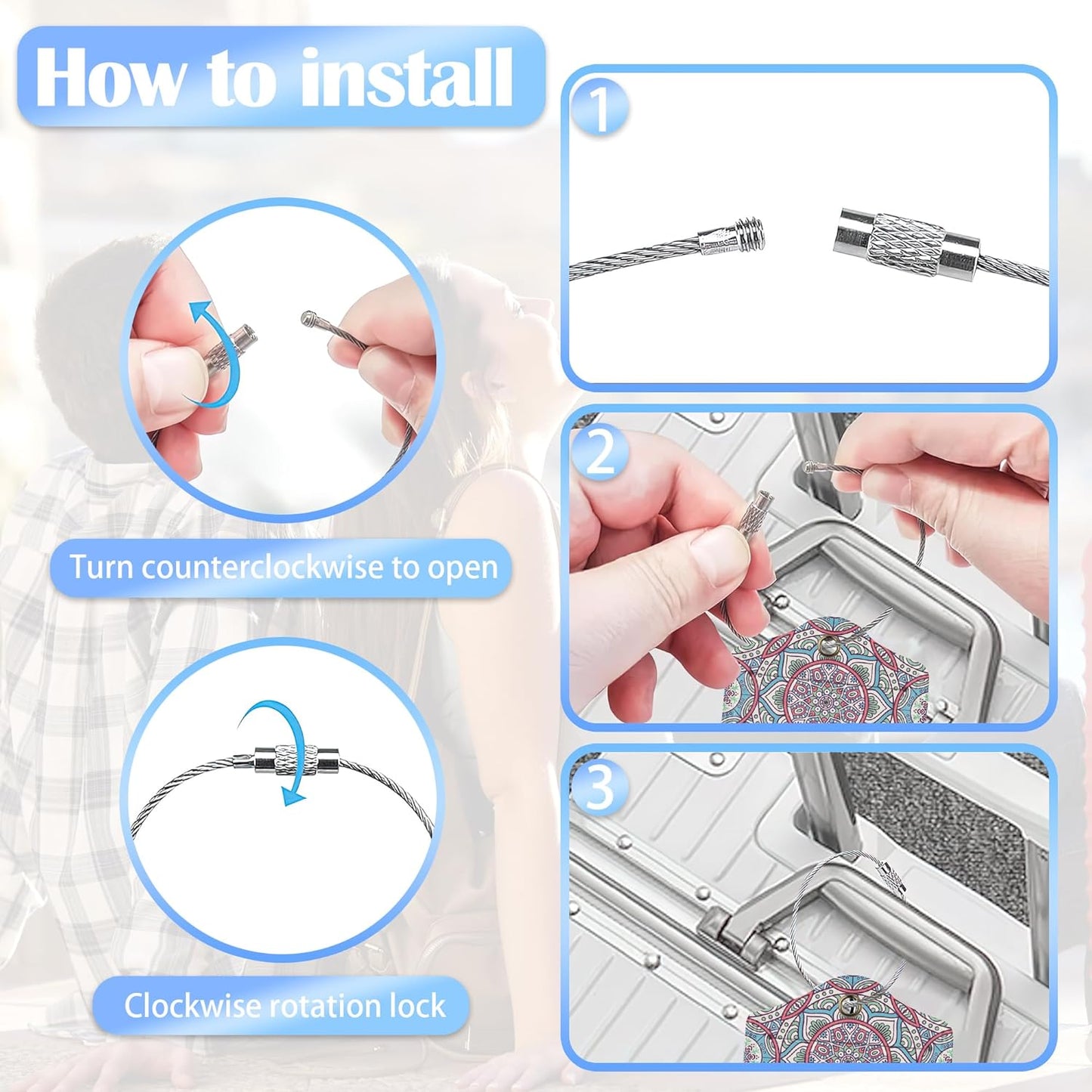 Set of 2 Boho Ethnic Floral Luggage Tags for Suitcases, Leather Suitcase Tag Name Identifiers Labels for Travel Bag Baggage Backpack