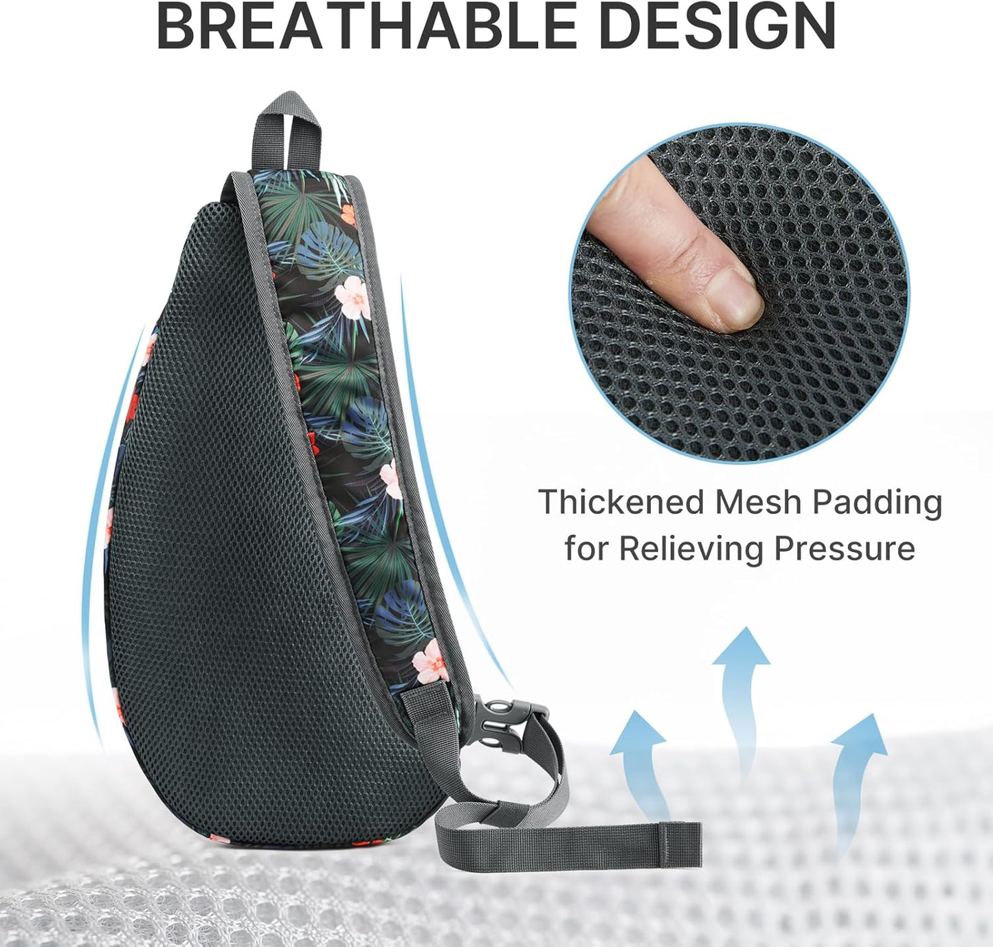 G4Free Sling Bag for Men Women, Small Crossbody Backpack Lightweight Chest Shoulder Bags for Travel, Outdoor and Sports (Flower Black)