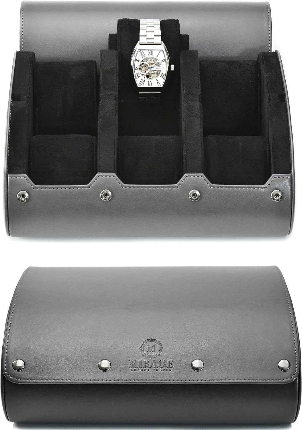 Watch cases for men 6 slot travel case organizer - Slate Grey