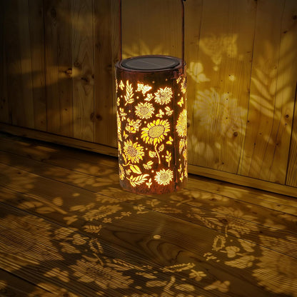 Homemory Sunflower Solar Lanterns Lights Outdoor Waterproof, Hollowed-Out Metal Decor Lantern, Gifts for Women, LED Solar Lights Metal Decoration Outside for Yard, Patio, Backyard, Porch, Lawn