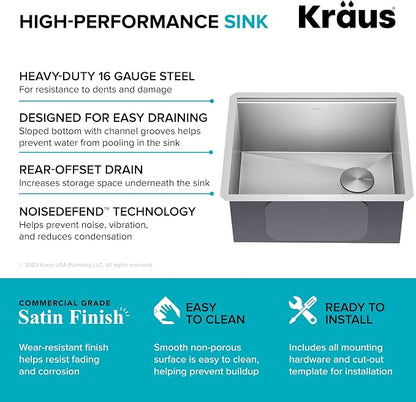 KRAUS Kore 23-Inch Undermount Workstation 16 Gauge Single Bowl Stainless Steel - Image 11