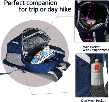 35L Foldable Waterproof Backpack For Outdoor Sports Travel Inside Wet Clothes Compartment Packable For Multiple