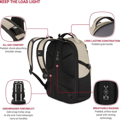 SwissGear Mini 1900 Scansmart Slim Version Laptop Backpack, Oatmeal, 16-Inch