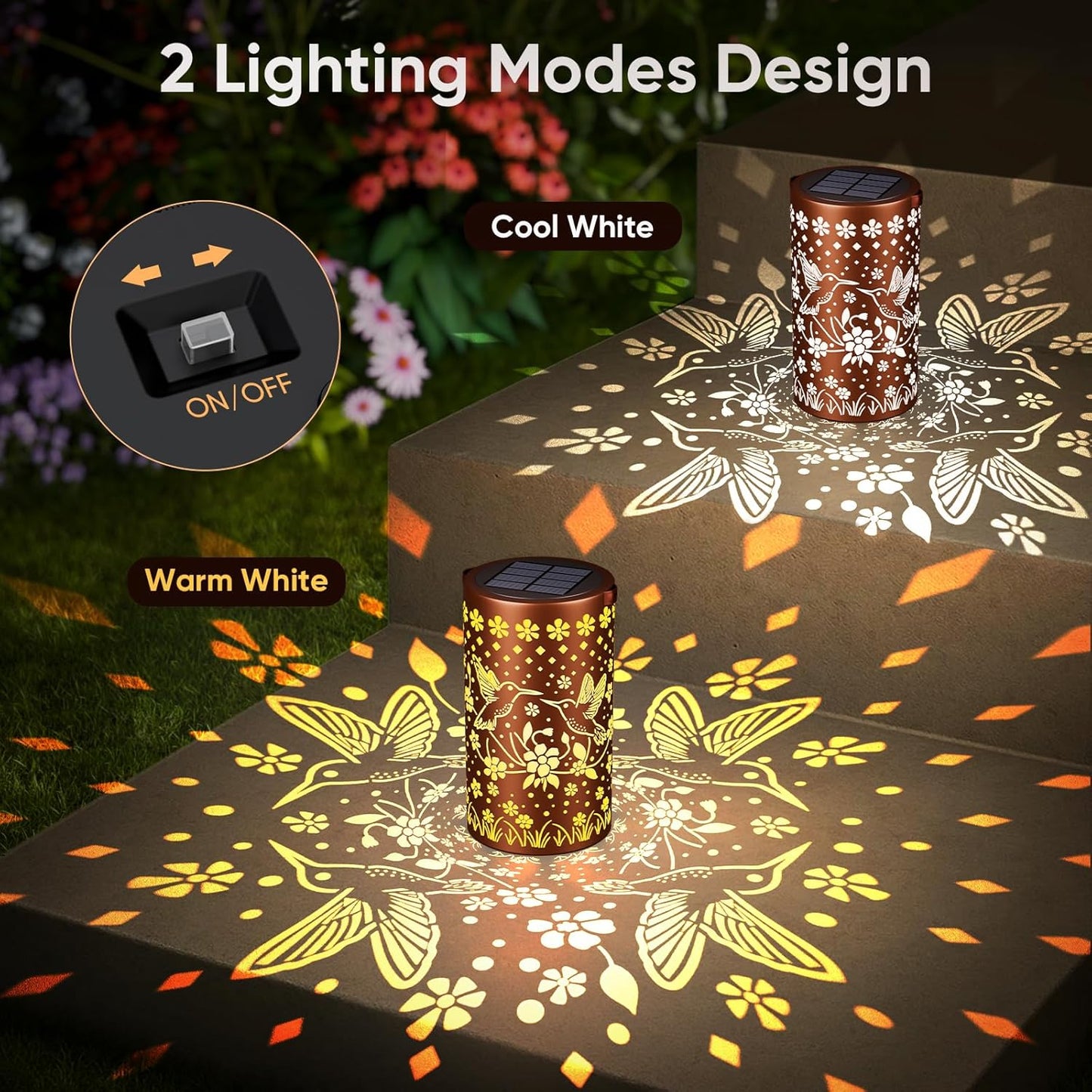 Hummingbird Solar Lanterns Outdoor Waterproof: Gardening Decor Unique Birthday Christmas Gifts for Women Mom Grandma - Hanging Solar Lights with 2 Modes Yard Patio Pathway Porch Decorations - 1 Pack