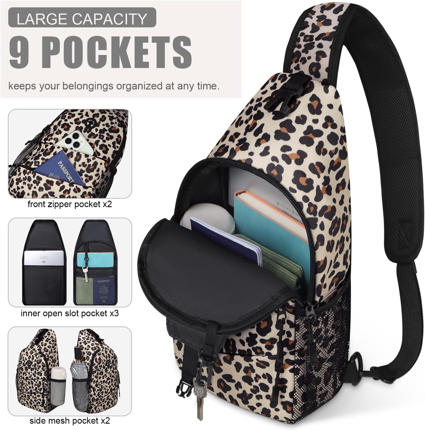 Crossbody Bags for Women Men Trendy Sling Bag Bakpack Casual Chest Bag with Convertible Shoulder Strap