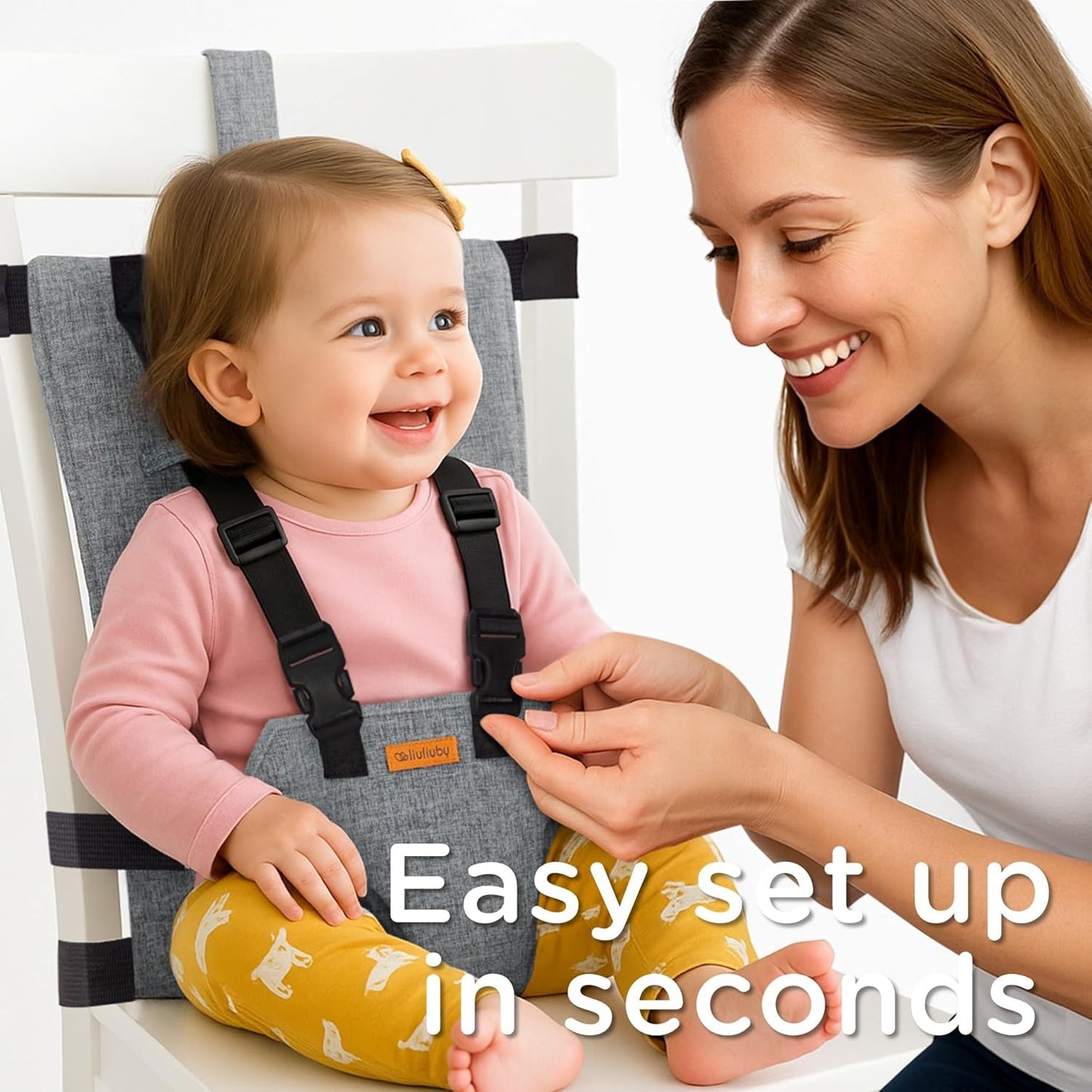 liuliuby Compact Travel High Chair | Portable High Chair for Baby | Baby Travel Essential Harness Seat | Must Haves for Vacations, Restaurants, Family Visits with Babies | Portable Highchair Seat