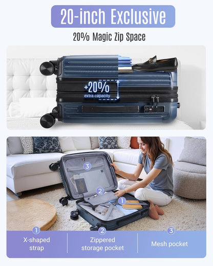 LIGHT FLIGHT Luggage Sets, Durable Hard Shell 3 Piece Set Suitcase with Spinner Wheels, Hardside Lightweight Luggage set with TSA Lock, Large Travel Luggage Set (20" 24" 28"), Rose Purple