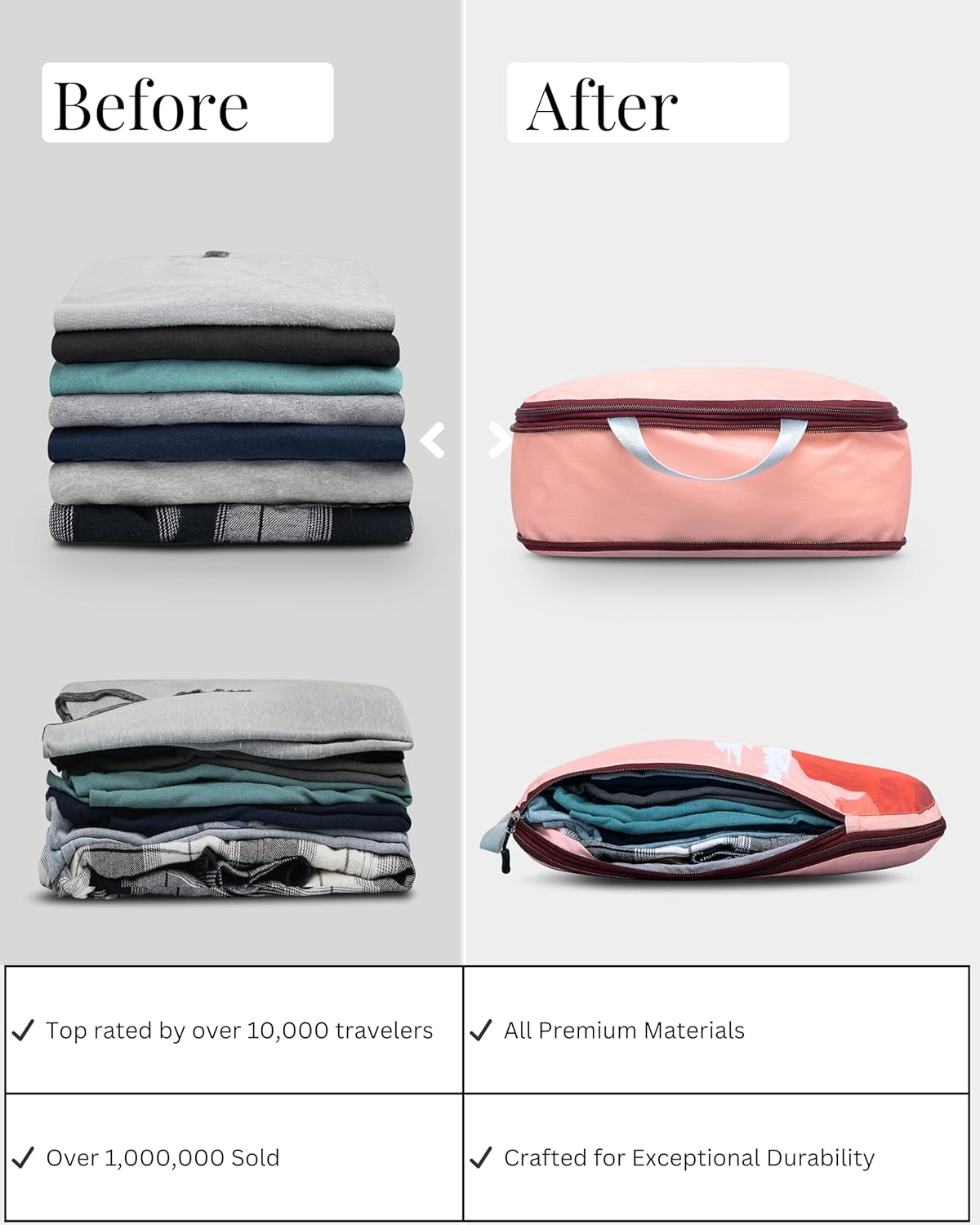 Compression Packing Cubes Set for Travel - Lightweight, Durable Clothes Organizer for Carry-On Luggage and Suitcases by TRIPPED Travel Gear