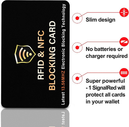 SaiTech IT 10 Pack RFID Blocking Card, One Card Protects Entire Wallet Purse, NFC Contactless Bank Debit Credit Card Protector ID ATM Guard Card Blocker–(Black)