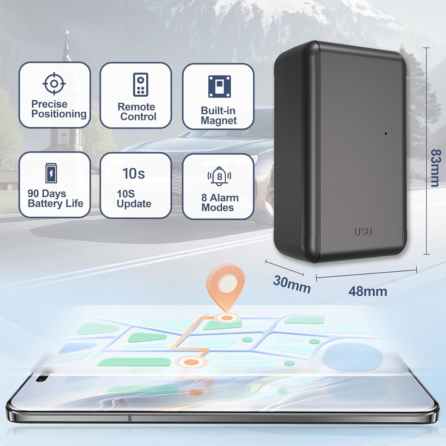 G05A GPS Tracker for Vehicle No Monthly Fees, SIM Card Included, Real-Time Tracking, Global Coverage, Geo-Fencing, Strong Magnetic Attachment, Long Battery Life