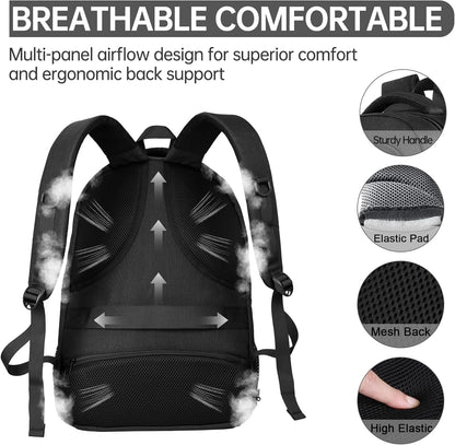 Large Travel Laptop Backpack, Business Anti Theft Slim Sturdy 18 Inch Laptops Bag with USB Charging Port, Waterproof College Computer Bag Gift for Men & Women Fits 18 Inch Notebook, Black