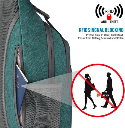 G4Free Sling Bag RFID Blocking Sling Backpack Crossbody Chest Bag Daypack for Hiking Travel(Dark Green)