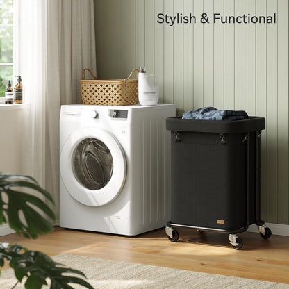 Laundry Basket with Wheels 150L/40Gal, Rolling Laundry Hamper with Steel Fram and Removable Washing Bag,Laundry Sorter Cart for Laundry Room,Hotel,Dorm,Black