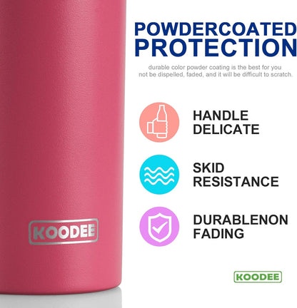 koodee 20 oz Tumbler with Lid and Straw-2 Pack Stainless Steel Double Wall Insulated Skinny Tumbler-Travel Beach Coffee Mug Tumbler for Women/Men (Wine Red-Teal)