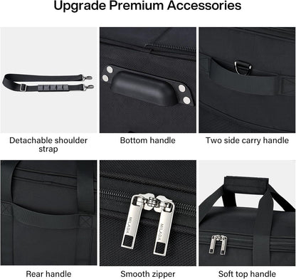 MILADA Expandable Luggage Bags for Travel Foldable Suitcase with Wheels Collapsible Rolling Travel Duffle Bag Lightweight Large Suitcases without Telescoping Handle, Black