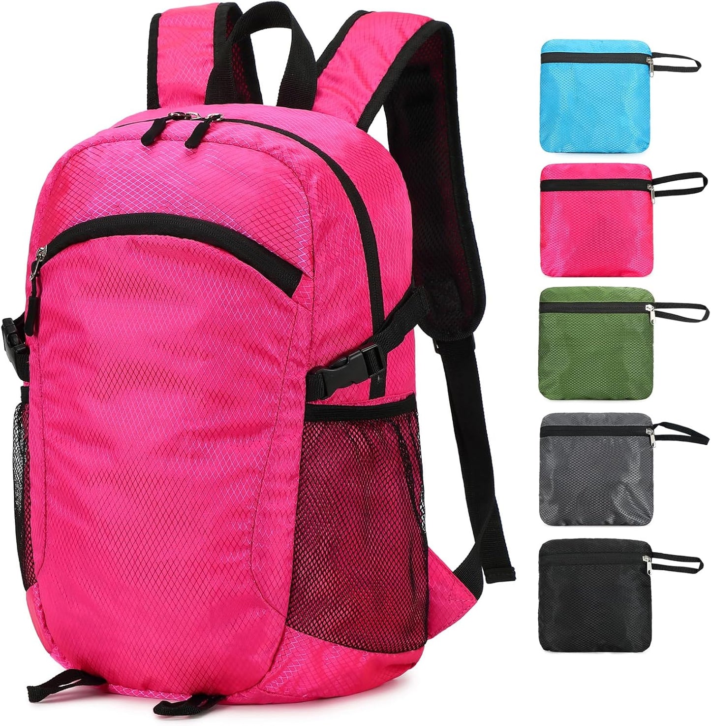 Small Hiking Daypack,15L Waterproof Hiking Backpack Packable Lightweight Travel Day Pack for Women Men (Pink, Small)