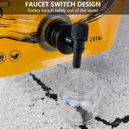 Collapsible 8L Water Storage Bag, BPA-Free Portable Folding Water Jug with Adjustable Faucet, Leakproof Emergency Water Bag for Camping, Hiking, Riding, Outdoor Sport (Blue & Orange 4)