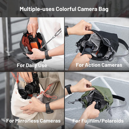 PGYTECH OneGo Drawstring Small Camera Bag, Leather Soft Camera Pouch compatible with Mirrorless Cameras/Nikon/Canon/Sony/Fuji Camera Case