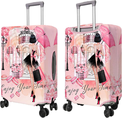 Travel Luggage Cover Suitcase Protector Fits 18-32 Inch Wheel Covers PatternedTravel Related Items Flower Luggage Protector Elastic L