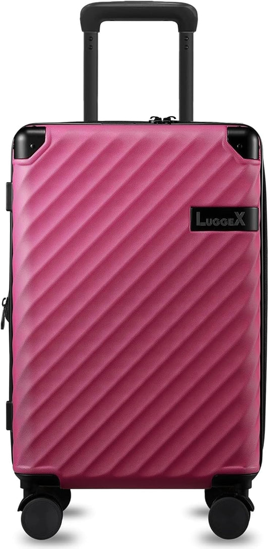 LUGGEX Luggage with Spinner Wheels, Polycarbonate Expandable Hard Shell Suitcase, Carry On 20 Inch, Hot Pink