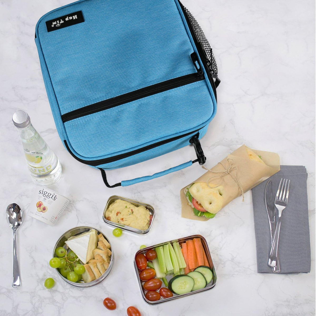 Hap Tim Insulated Lunch Bag for Men Women,Reusable Lunch Box, Spacious Lunchbox Adult, Blue (18654-BL)
