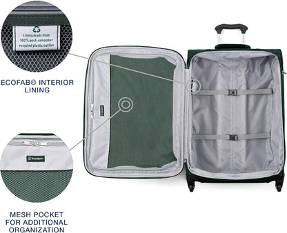 Travelpro Maxlite 5 Softside Expandable Checked Luggage with Spinner Wheels, Lightweight, 25-Inch — Forest Green