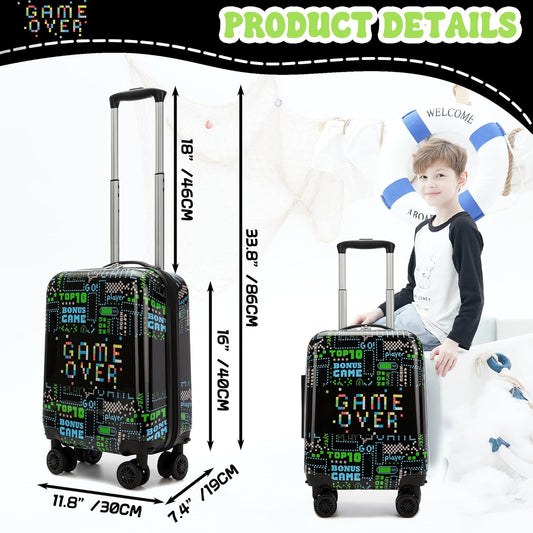 Suitcase for Kids 16inch Car Luggage Set for Boys Travel Suitcase Hard Shell Luggage Sets with Spinner Wheels Carry on Luggage Airline Approved