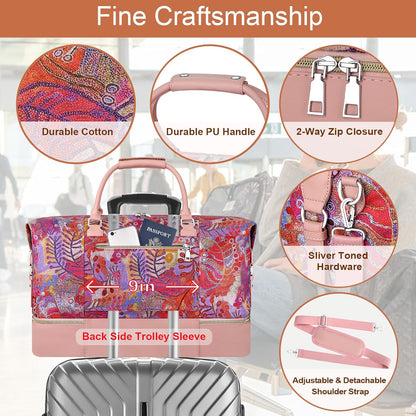 Weekender Bag for Women, Travel Duffel Bag Carry On Overnight Bag with Shoe Compartment Large Nylon Travel Weekend Tote Bag