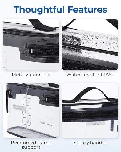 BAGSMART TSA Approved Toiletry Bag, 3 Pack Clear Makeup Cosmetic Bag Organizer, Quart Size Travel Bag for Toiletries, Carry-on Travel Accessories Essentials, Gray-3pcs