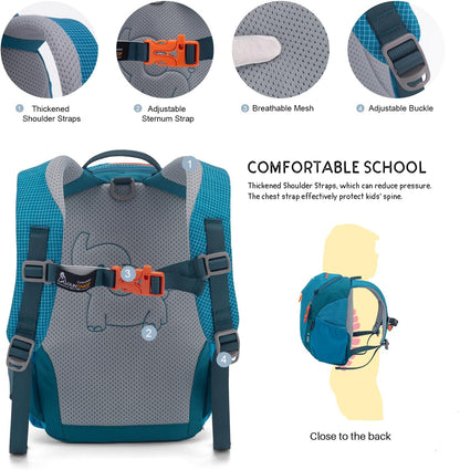 MOUNTAINTOP 8L Kids Backpack,Toddler Backpack Travel Daypack with Chest Strap,Small Backpack for Preschool and Kindergarten