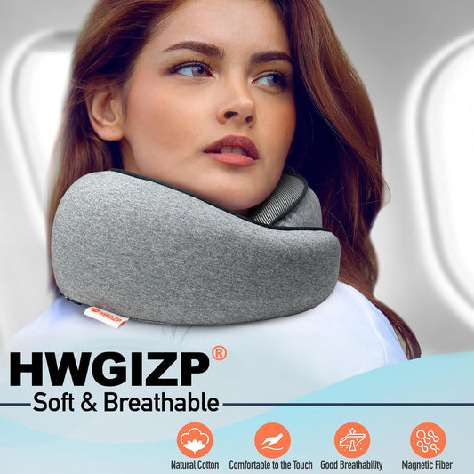 Travel Pillow | High-Density Memory Foam Pillow with 360° Surround Support. Ergonomically Designed. Ideal for Airplane Travel and Home Use.