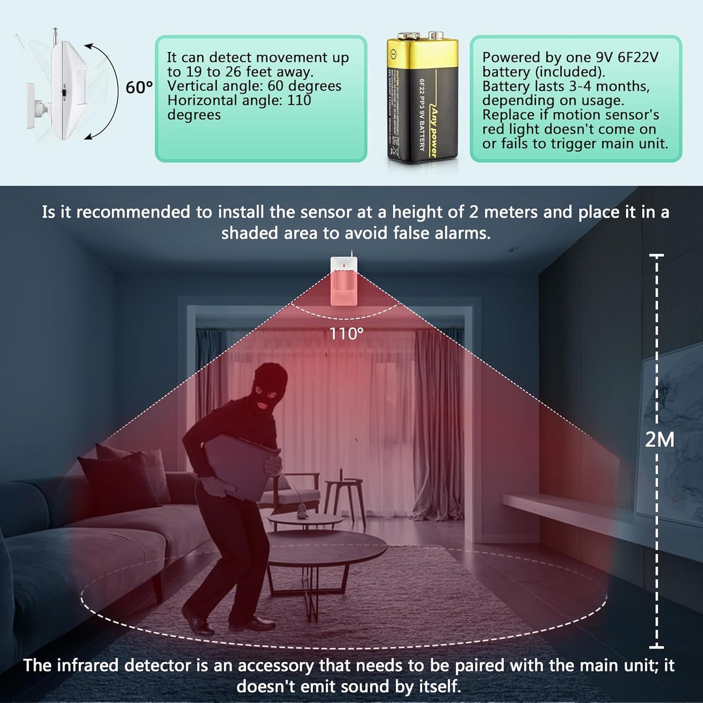 KERUI Home Security System Indoor Outdoor Weather-Proof Siren Window Door Sensors Motion Sensor Alarm with Remote Control More DIY, Wireless House Hotel Garage Shop Burglar Door Alarm, NO WIFI/GSM/APP