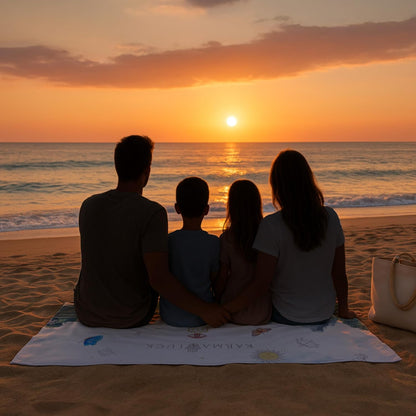 KARMA AND LUCK Dreamy Escape Beach Towel for Women & Men, Evil Eye, Hamsa Hand, Lotus, Butterfly, and Elephant Premium Designs, Cotton Beach Towels for Swimming, 61” x 28”