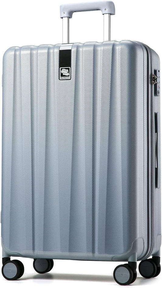 Hanke 29 Inch Luggage Suitcases With Spinner Wheels Lightweight PC hardside Rolling Suitcase With Travel Lock, Checked-Large 29-Inch(Gray)