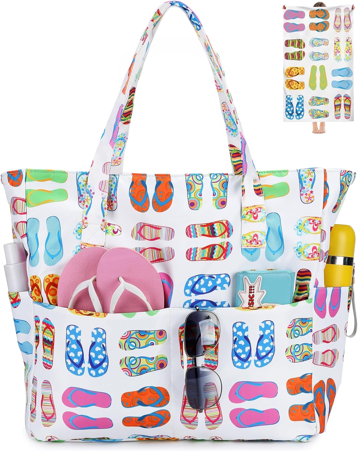 Waterproof Beach Tote Pool Bags for Women Ladies Extra Large Gym Tote Carry On Bag With Wet Compartment for Weekender Travel