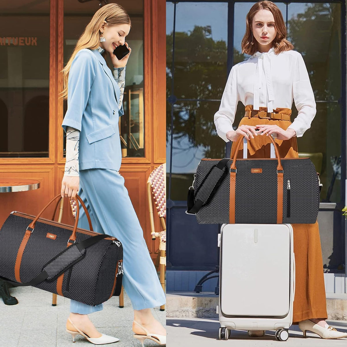 Garment Bag for Travel Convertible Carry On Garment Bag Large Travel Duffel Bags for Women 2 in 1 Hanging Suitcase Suit Travel Bags for Women & Men 3pcs Set