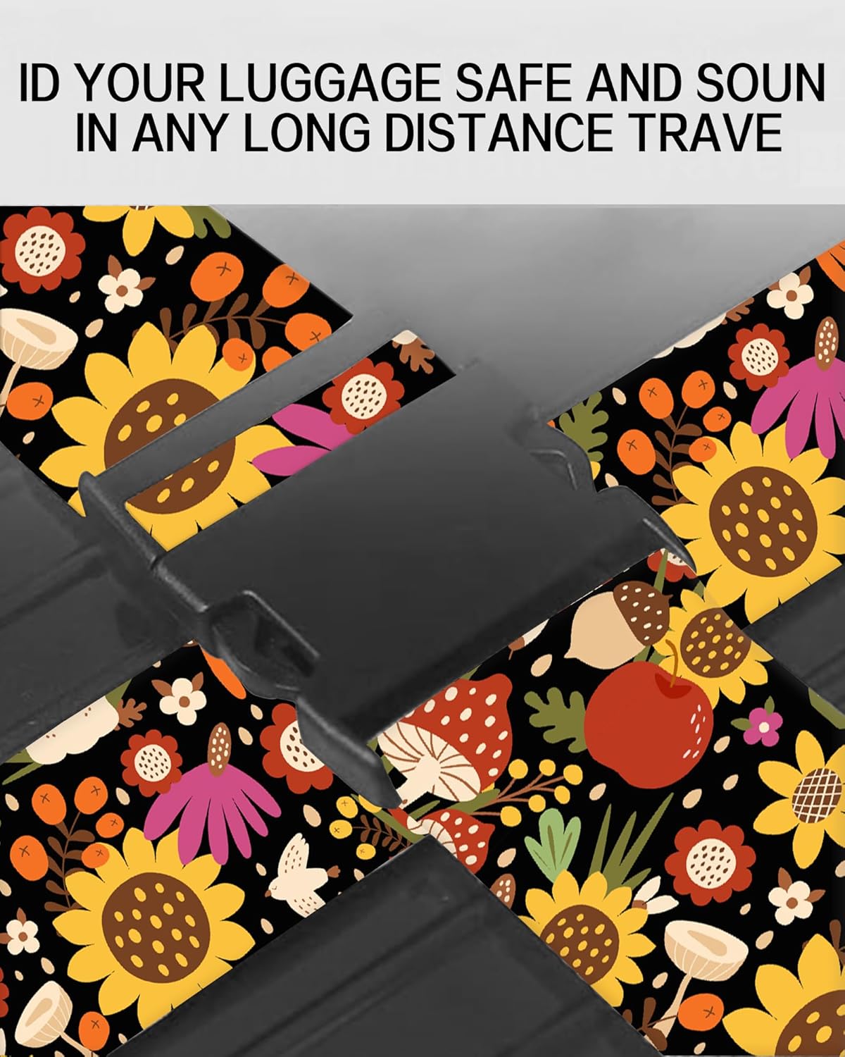 Luggage Straps for Suitcases, Adjustable Travel Belt, Durable Wide Luggage Strap, Cute Suitcase Strap Identifiers with Buckle, Bag Straps for Luggage, Cute Boho Mushrooms