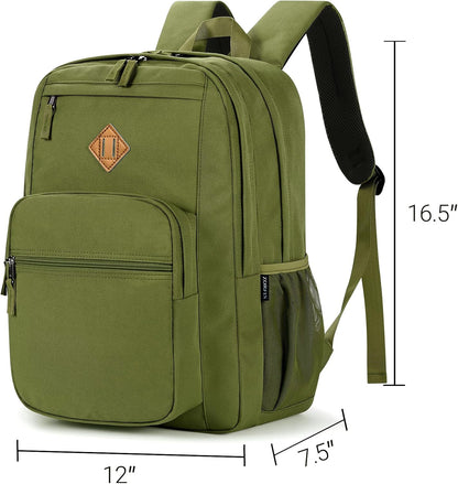 ZORFIN 26L Backpack for College, and Travel: Water Resistant Bookbag - Army Green