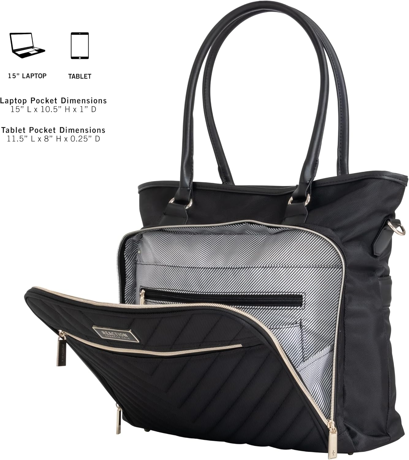 Kenneth Cole REACTION Chelsea Quilted Chevron 15" Laptop & Tablet Business Tote with Removable Shoulder Strap